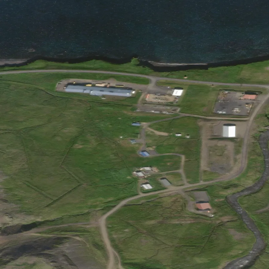 The old pin for Ólafsvíkurrétt: a warehouse yard on the edge of town